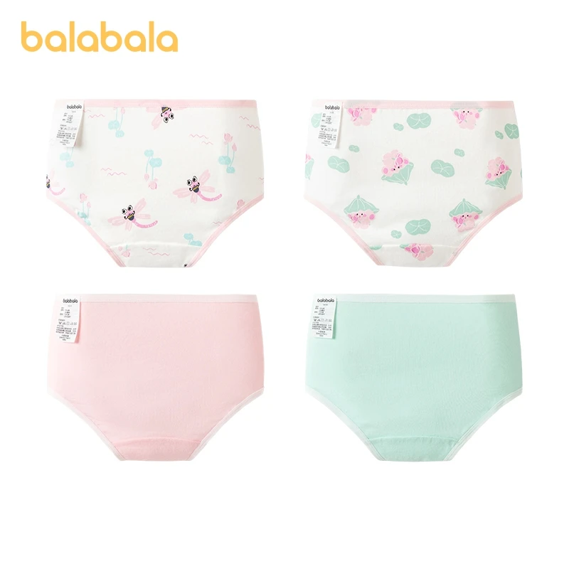 Balabala Children Underwear Girls Triangle Shorts Infants Older Children and Toddlers Boxer Shorts Comes in a Set of Four