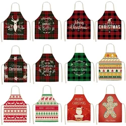 Parent child apron Christmas apron Santa Claus Christmas tree Elk bell printed linen holiday apron