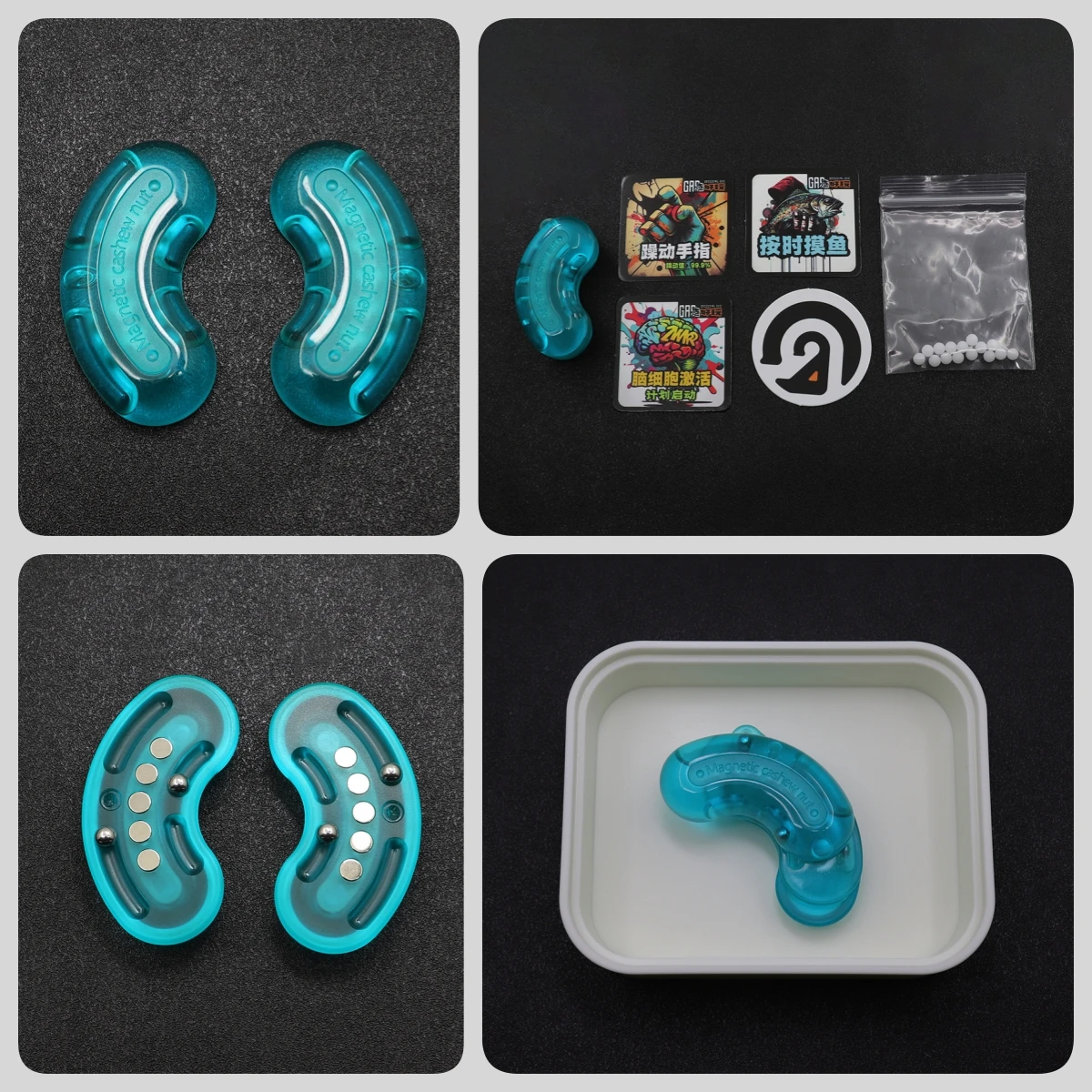 GAO Studio Cashew Fidget Push Slider Luminous Blue EDC Stress Relief Toy Office Magnetic Toys Gift for You