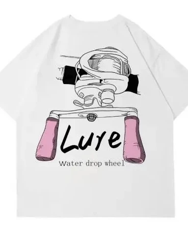 

Alluring Theme Short-sleeved T-shirt Summer Cotton Print Fashionable Individual and Casual Round-neck Fishing Enthusiast T-shirt