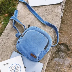 HAEX Vintage Women Mini Shoulder Bags Casual Daiily Denim Crossbody Bolso Mujer Concise Japanese Style Solid Outgoing Bag Female