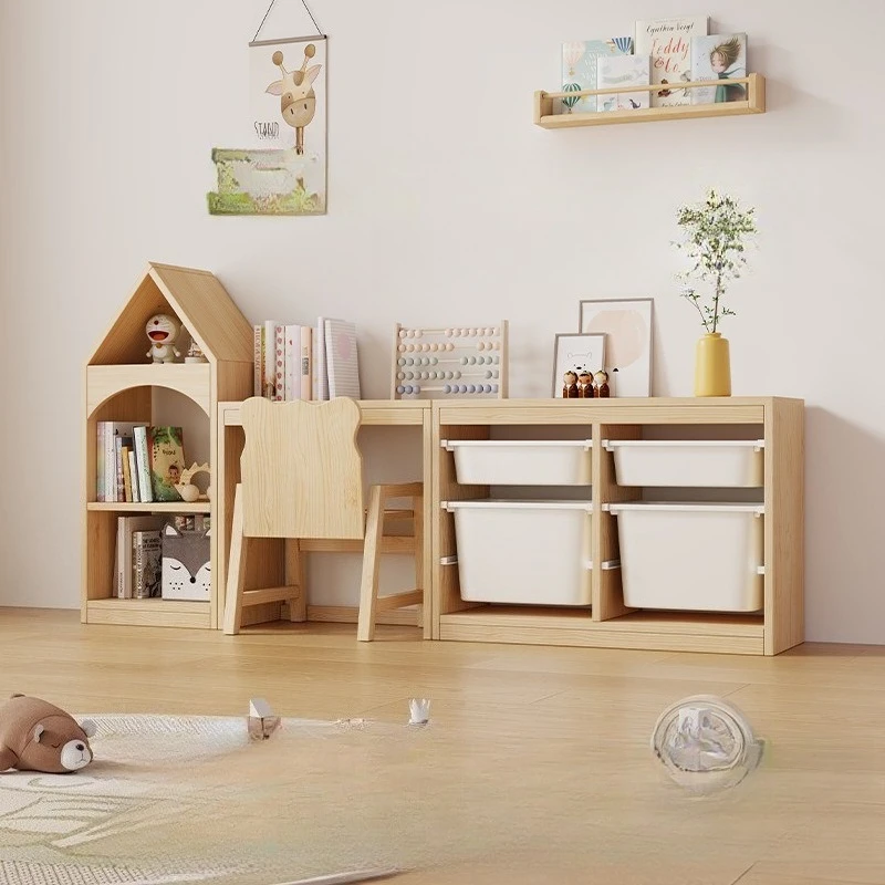 

Solid wood children's handmade table, game table baby toy storage cabinet, shelf, kindergarten locker