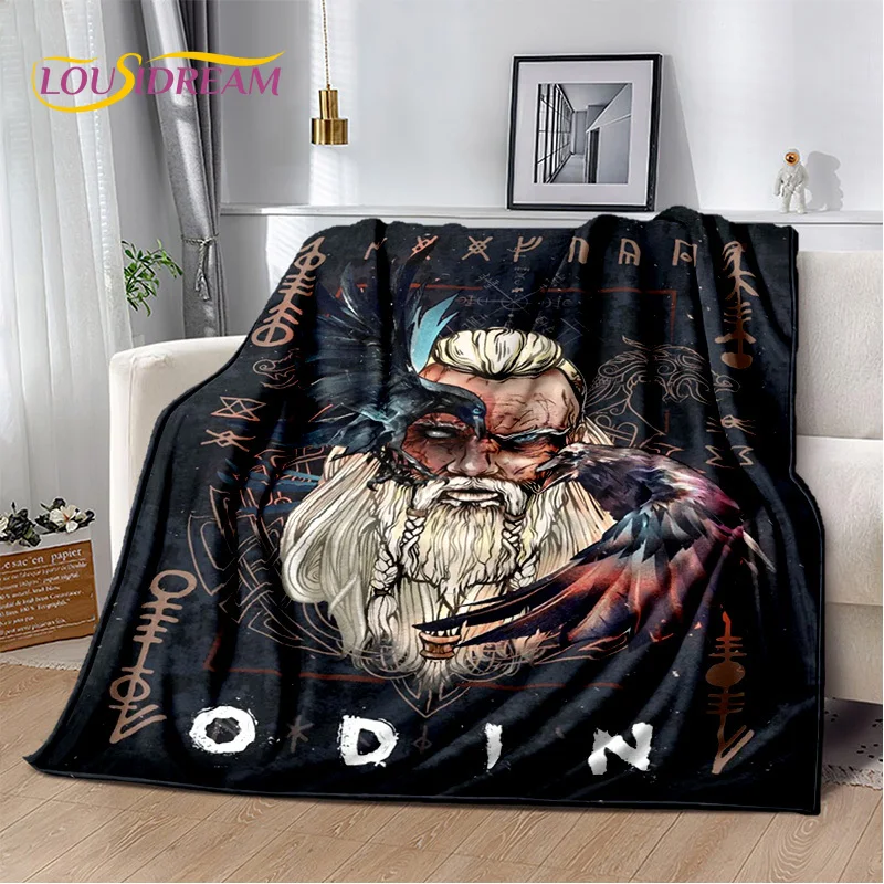 Viking Nordic Odin Valhalla Cartoon Valknut Blanket,Soft Throw Blanket for Home Bedroom Bed Sofa Picnic Office Travel Cover Kids