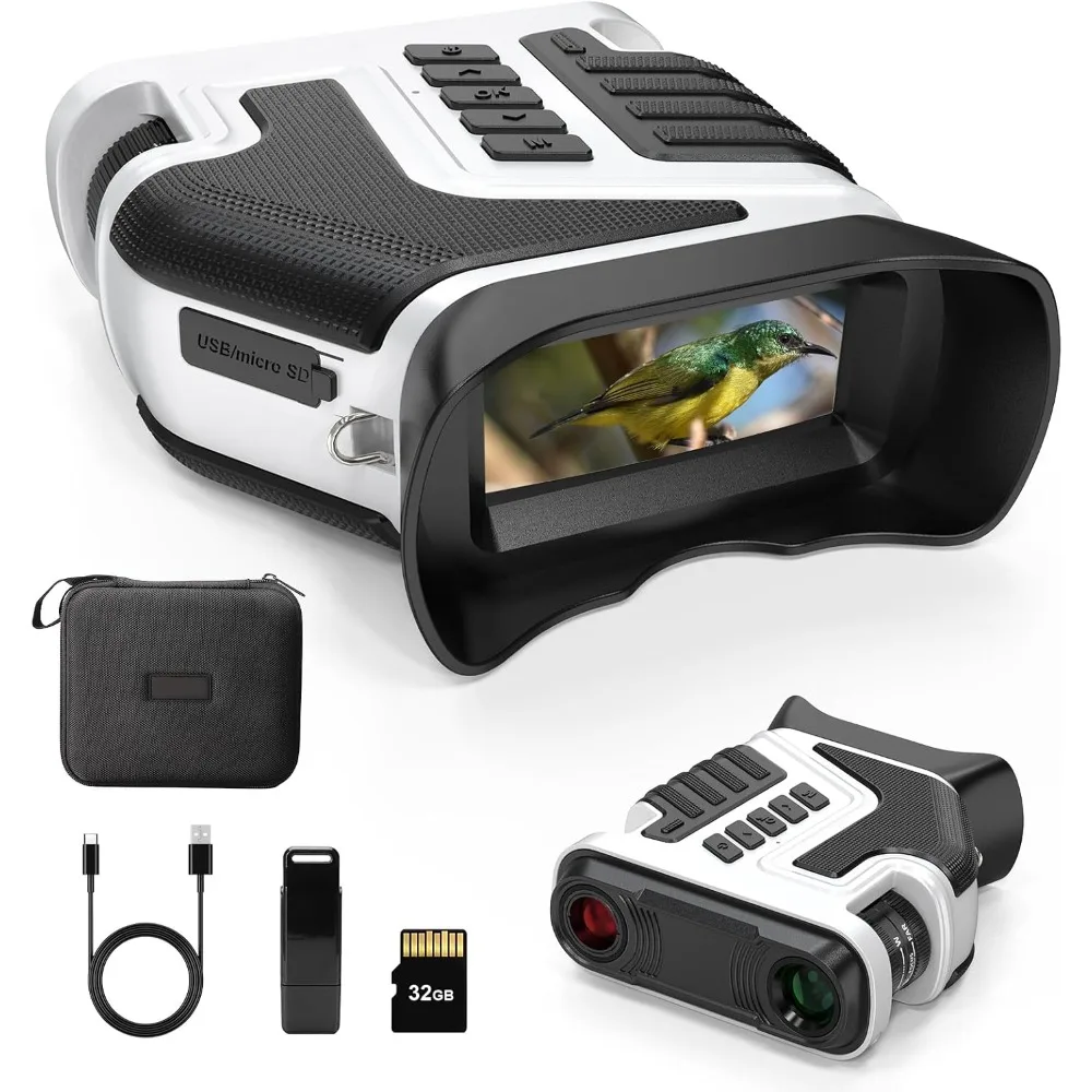 Night vision binoculars 4K infrared digital with a field of view of 1300 feet,camping and surveillance,rechargeable,32GB TF card