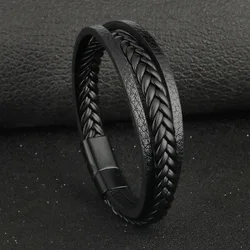 Men's Mature Business Give Men The Best Gift for Men Multi -Style PU Leather Two -Layer Magnetic Bracelet