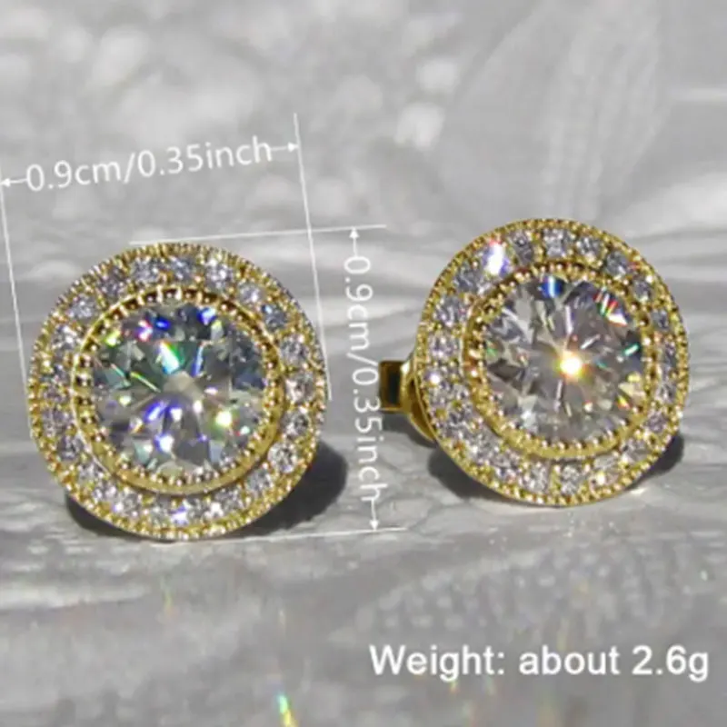 Huitan Delicate Small Round Stud Earrings Women with Shiny Cubic Zirconia Simple Versatile Accessories for Teens Fashion Jewelry