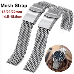 4.0 Thicken Stainless Steel Shark Mesh Straps for Seiko Solid Adjustable Buckle Diving Watch Band 18/20/22mm Luxury Bracelet