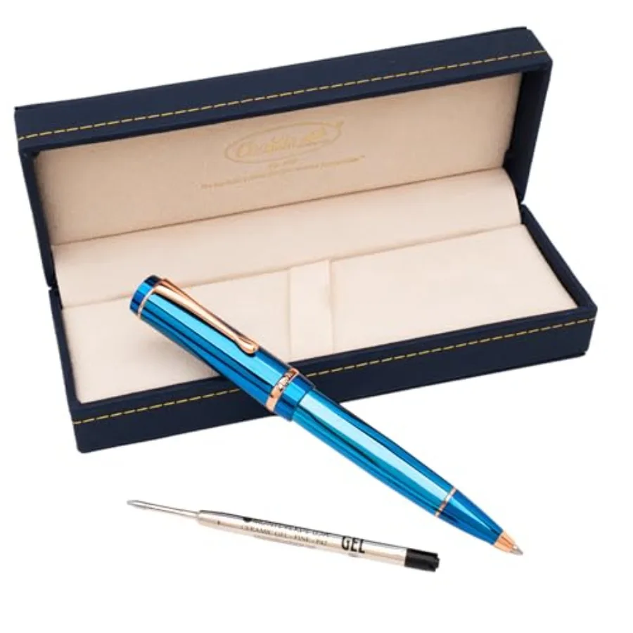 

Duragraph Metal Blue Ballpoint Pen + Free Extra Black Gel Refill Premium Twist Pen Gift for Men Women Professionals