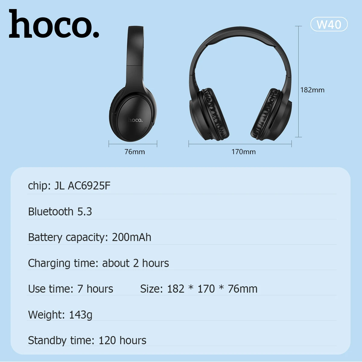 HOCO Wireless Bluetooth Headphone Game Music Sports Headset   Support TF Card AUX Foldable Earphone for Android IOS Mobile Phone