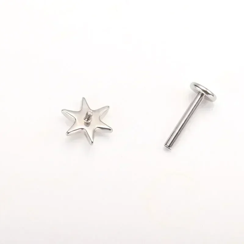 ASTM F136 Titanium 16G Six Pointed Star Stud Earring Labret Cartilage Tragus Helix Conch Lobe Piercing Anodizing Body Jewelry