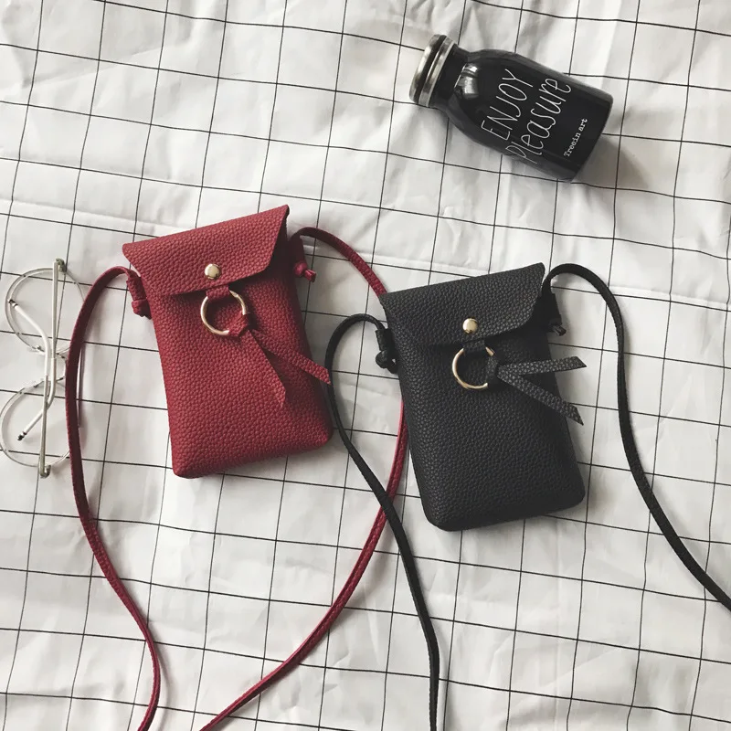 KUTOU-Bolsos de hombro cruzados para teléfono móvil para mujer, bandoleras simples, bolsos sólidos para teléfono, carteras para teléfono