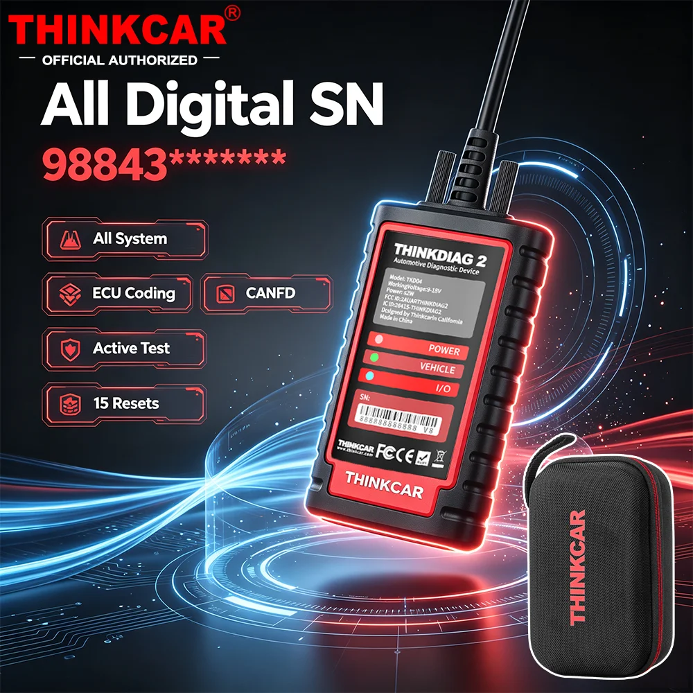 [Alle digitalen Seriennummern] THINKCAR Thinkdiag 2 CANFD Diagnosegerät für alle deutschen Fahrzeuge, Steuergerätecodierung, Aktivtest, 15 Resets, Auto-OBD-Scanner, TPMS, FCA, Autoauth, alle