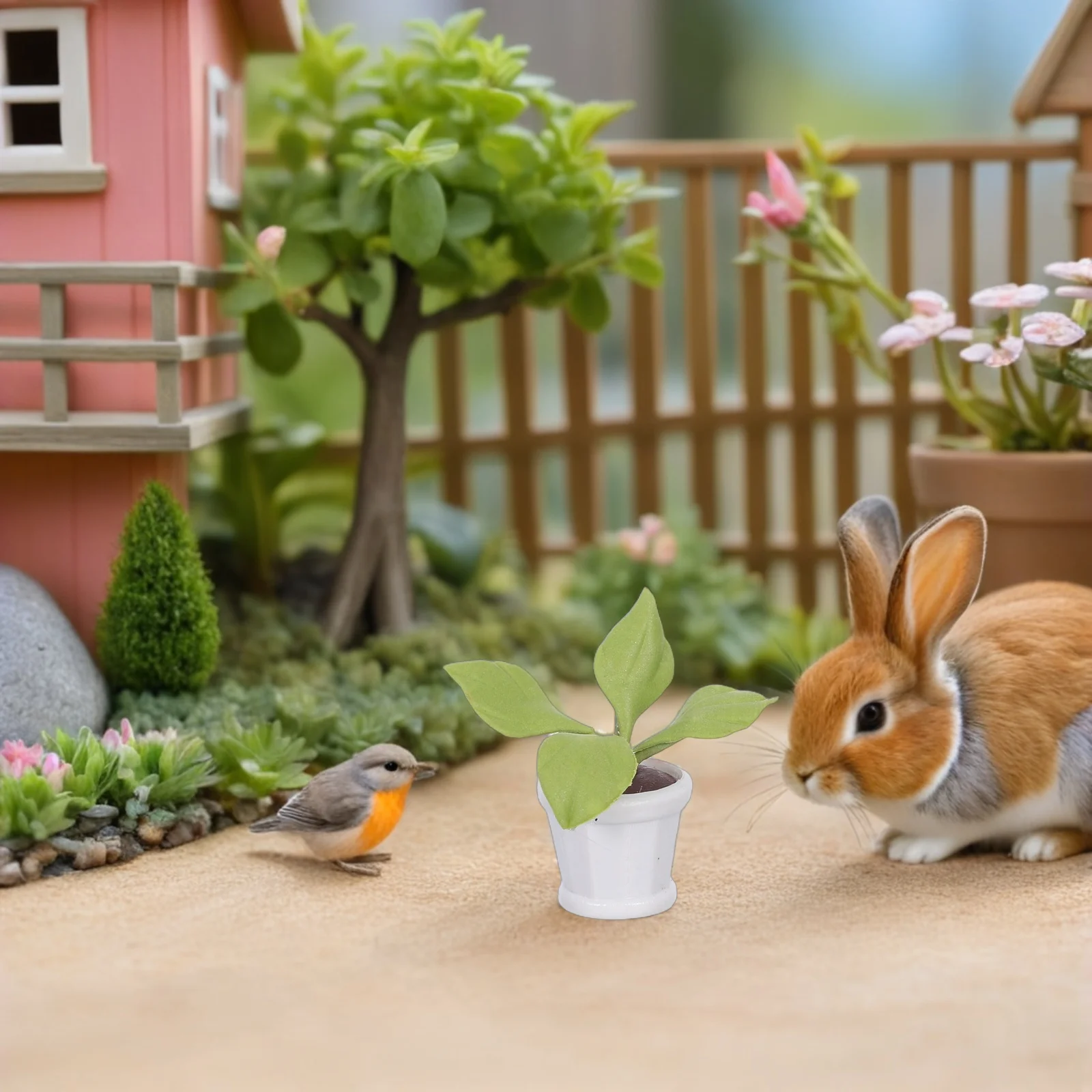 

8 шт. миниатюрное растение в горшке, украшение для сада, микропейзаж, бонсай, уличные растения, глиняная модель, трава, детский кукольный домик