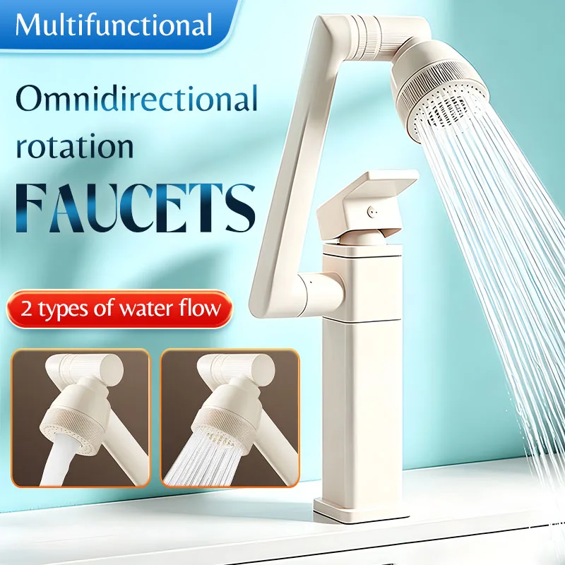 

Omnidirectional rotation Robotic arm Faucet Hot and cold tap Dual-mode water flow For Home Vanity Sink Restroom Hotel Use