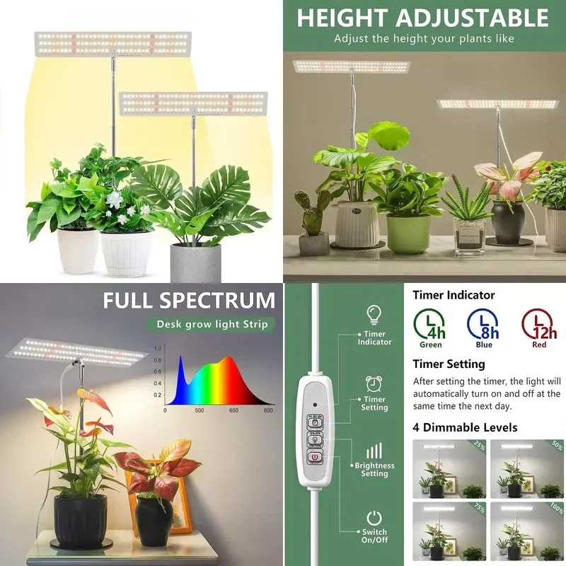 Height Adjustable Aluminum USB 10W 120 LED Grow Light Full Spectrum Plant Lamp with Adapter for Indoor Plants Family Tents