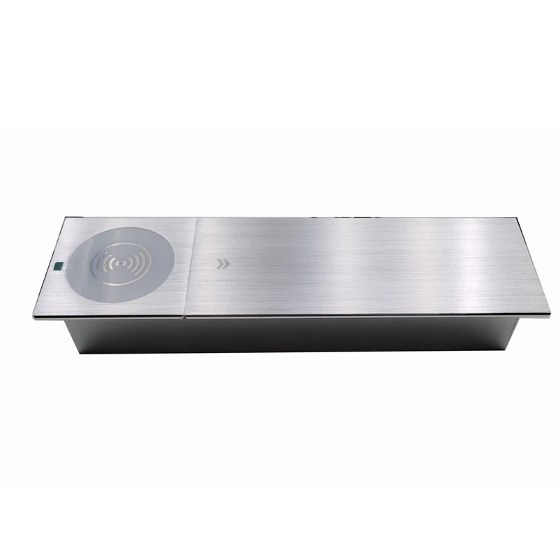 

Top Quality 220-240V OEM Conference Wireless Charging Silver Worktop Sliding Socket