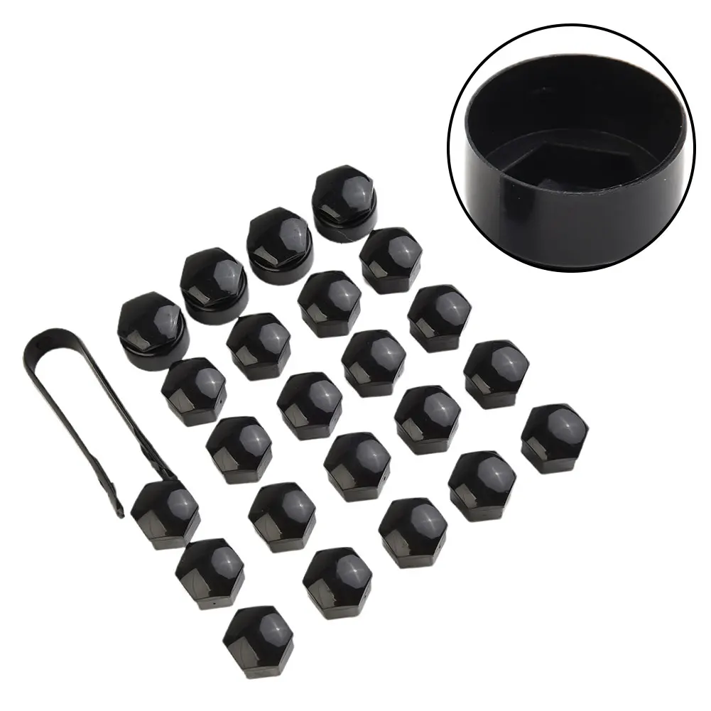 24pcs/set 17MM Black Wheel Nut Bolt Trims Studs Cover Cap For Opel For BMW 16mmx17mm Nut Bolt+17mmx23mm Locking Cap For Opel