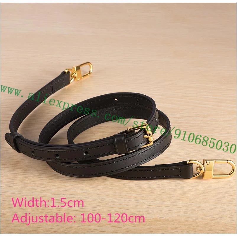 

1.5cm Width Adjustable Length Matt Black Calfskin Shoulder Strap For Designer Lady Handbag Women Purse Bag Parts Replacement