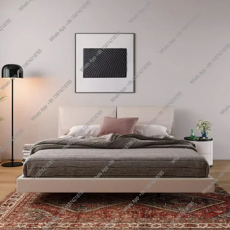 

N49 J Baby Elephant Ear Suspension Bed Italian Minimalist Leather Master Bedroom Modern Light Luxury High-end Soft Bag Flush Bed