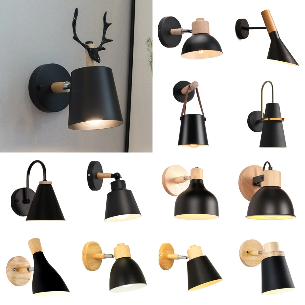 Nordic LED Wall Lamp Wood Creative Lighting Fixture Guest Room Balcony Staircase Sconce Bedroom Bedside Decor Light chandelier