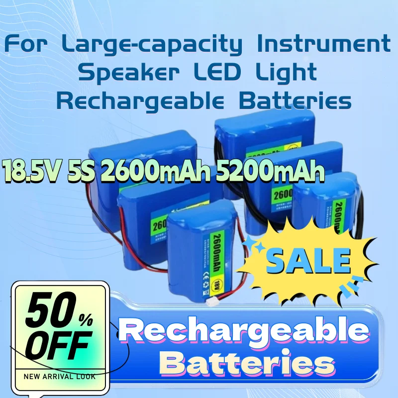 

In Stock 18.5V 5S 2600mAh 5200mAh 18650 Lithium Battery for Large-capacity Instrument Speaker LED Light Rechargeable Batteries
