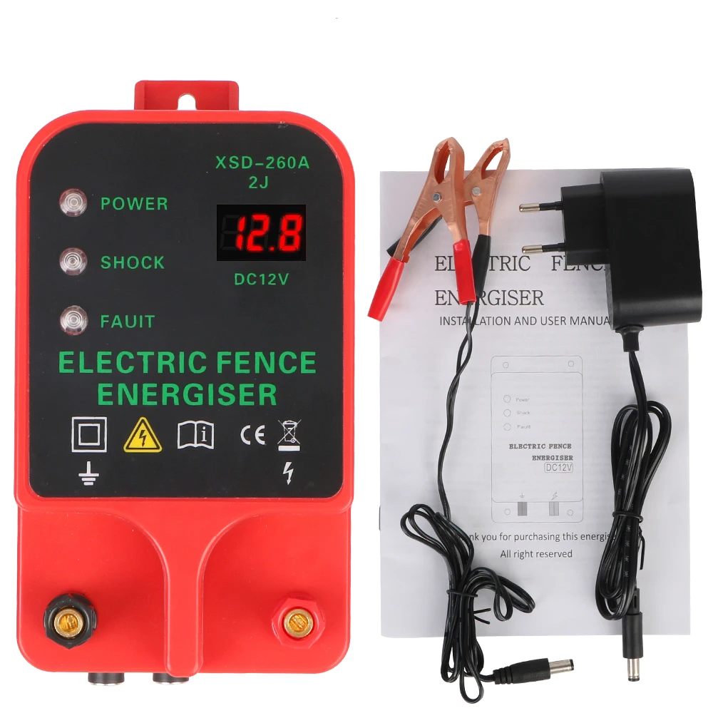 10KM Electric Fence Livestock Tool High Voltage Pulse Controller Electric Fence Energizer LCD Display Electric Fence Cattle