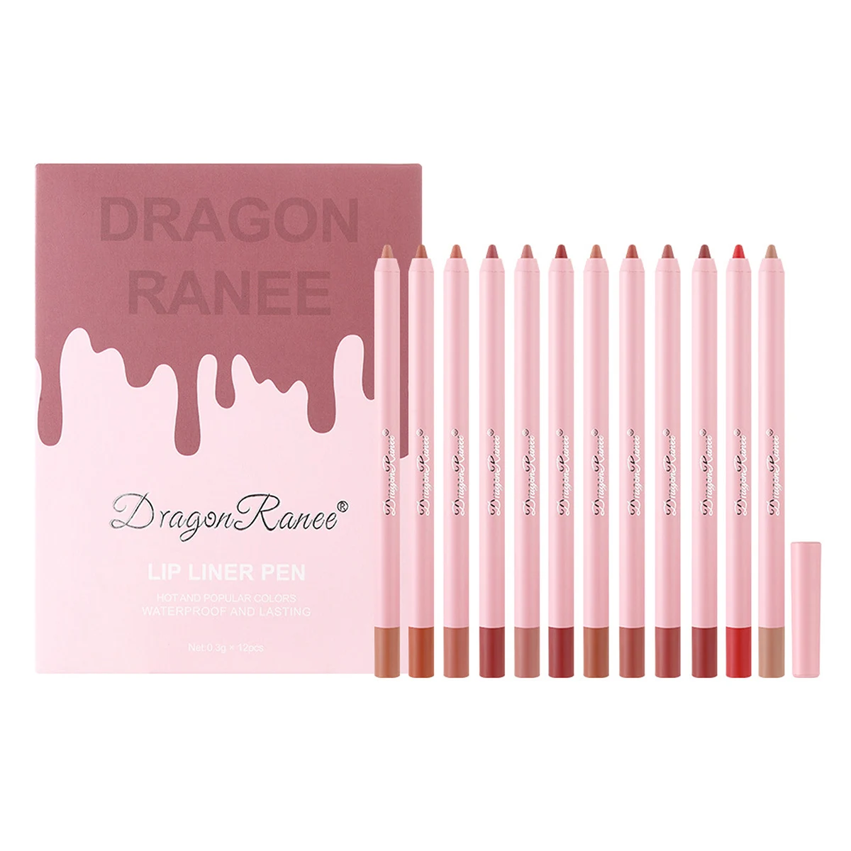 مجموعة تحديد الشفاه غير اللامعة مكونة من 12 قطعة من دراجون راني مقاومة للماء والعرق ومقاومة للحرارة وتدوم طويلاً