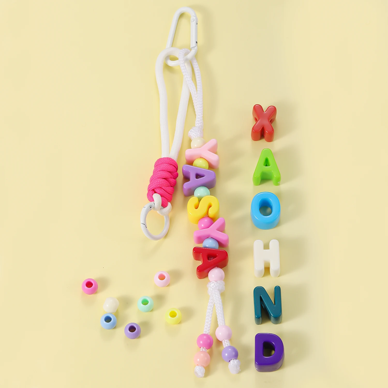 

Customizable Keychain Making Kit Colorful Alphabet Beads DIY Jewelry Craft Set Personalized Name Keychain Supplies Christmas