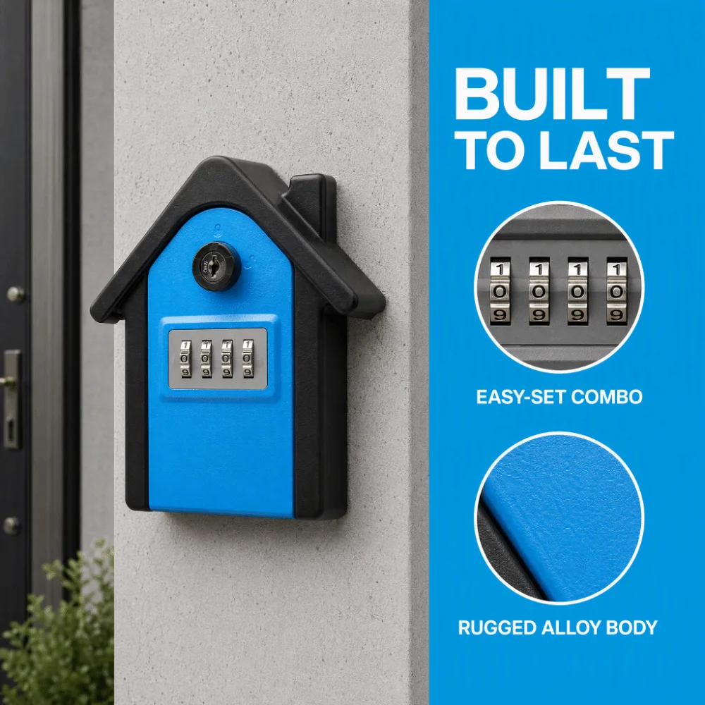 Resettable Combination Key Lock Box Weatherproof Waterproof Combination Lockbox Large Capacity Anti-double Opening