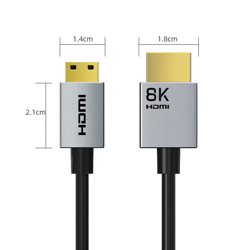 CABLETIME 8K@60Hz Mini HDMI to HDMI Bi-Direction 48Gbps Data Transmission HDMI 2.1 Cable for Laptop Monitor