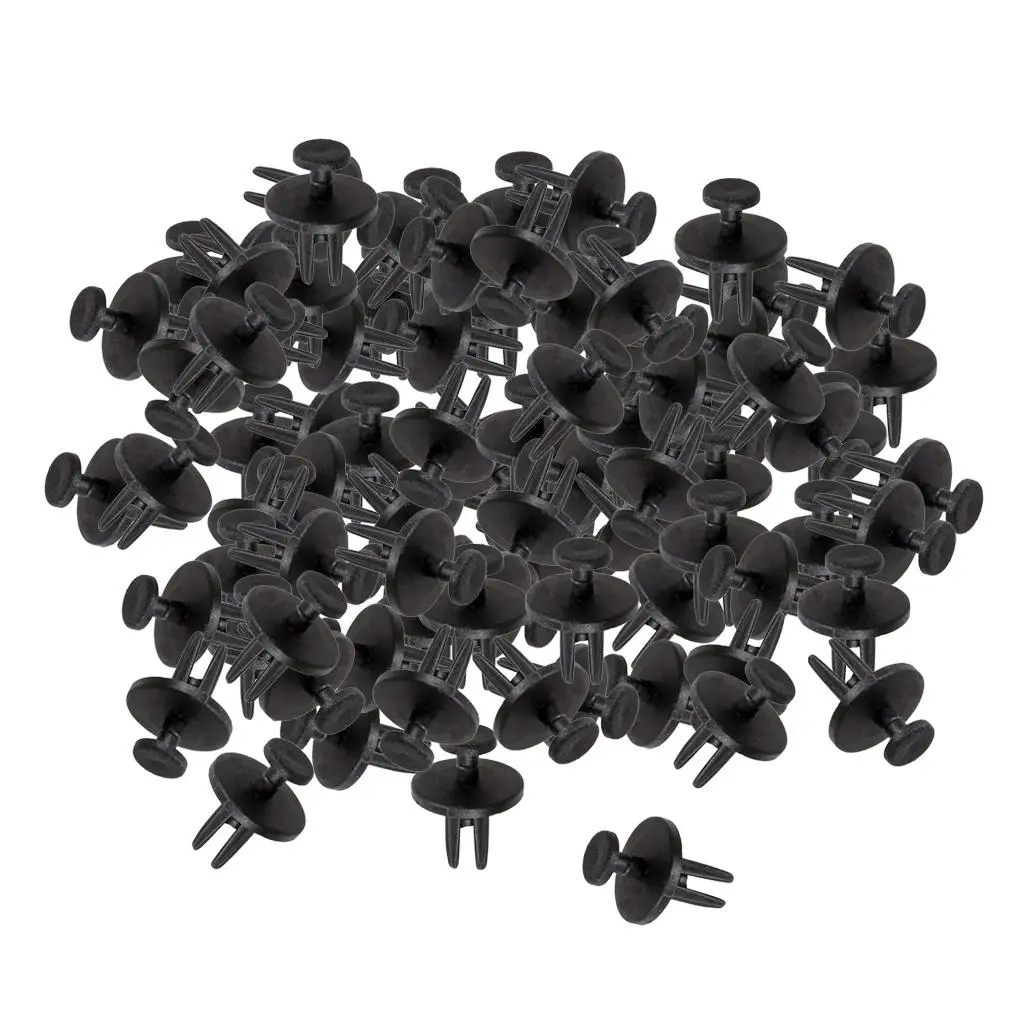 Pack of 100 Vehicle Mud Skirt Blind Rivets Nylon 6mm Bumper Fastener Black