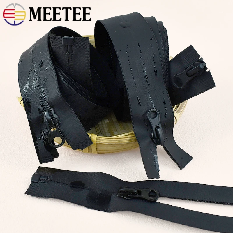 

2/5Pcs Meetee 5# Waterproof Nylon Zippers Tent Down 60-100cm Open-End Zipper Clothes Jacket Invisible Zips Sewing Accessories