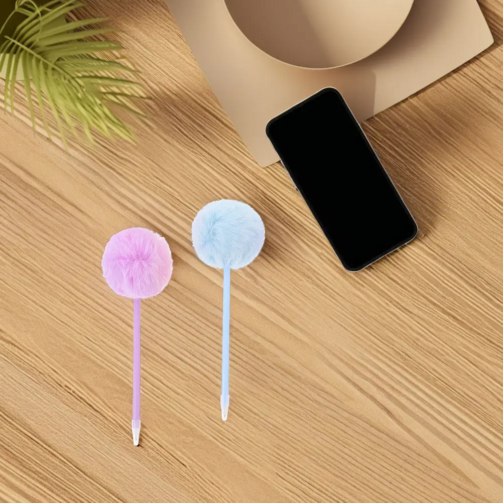 8Pcs Pom Pom Ballpoint Pens Cute Girly Writing Pens for Students Girls Versatile Use in Class Journaling Doodling School