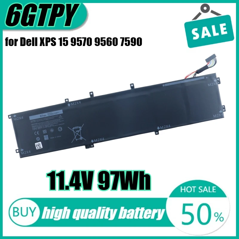 

11.4V 97Wh 6GTPY Laptop Battery for Dell XPS 15 9570 9560 7590 9550 Precsion 5530 5510 5520
