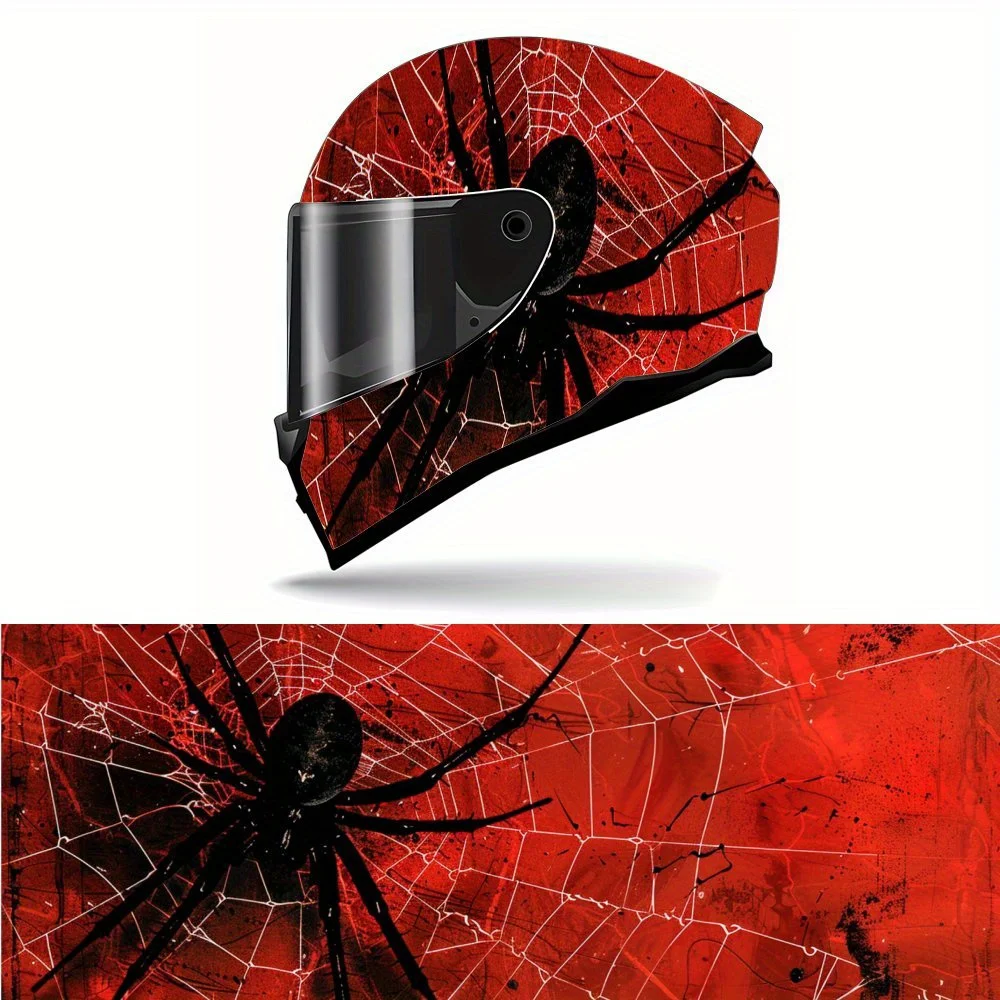Enchanted Black Spider Print Full Helmet Wrap Sticker Motorcycle Helmet Racing Graphic Decal Vinyl Wrap Helmet Decorative Sticke