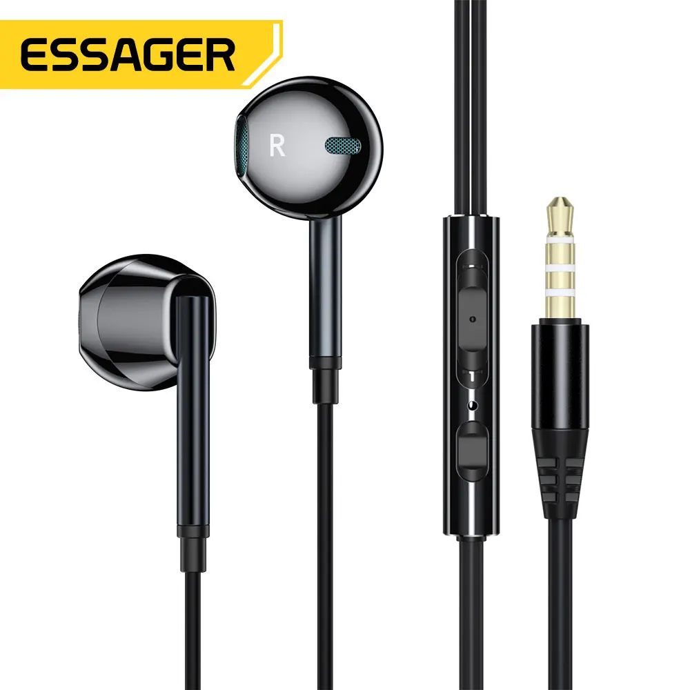 Essager 3.5mm Wired Earphone For Xiaomi Samsung Phone Computer Stereo Earphone With Mic Sport Earbuds Earpiece In Ear Headset