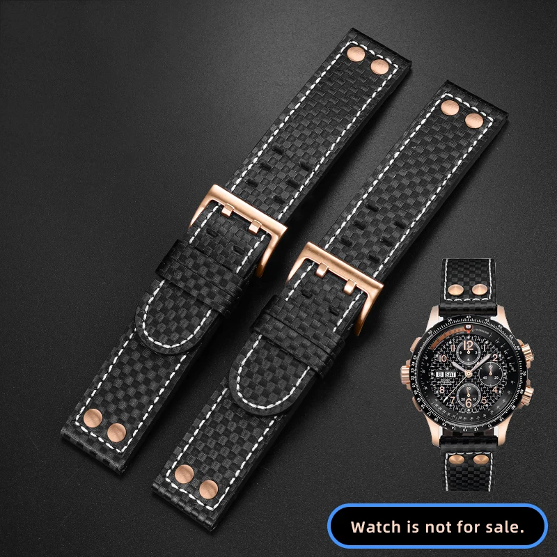 Carbon Fiber Patterned Leather Strap For Hamilton H77696793 Khaki Aviation Men's Watch with Accessories 22mm Bracelet Waterproof