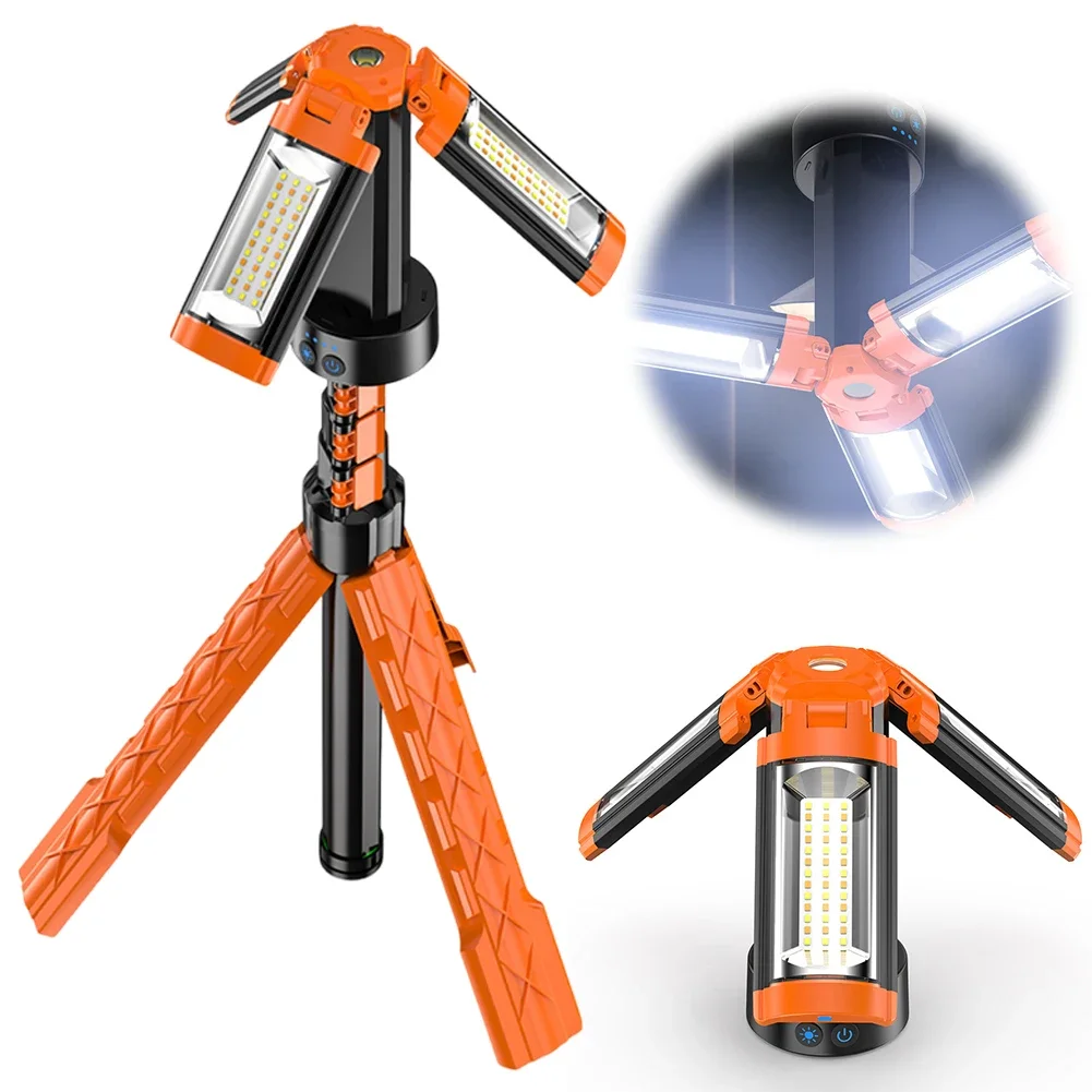 LED Work Light Folding Camping Light with Telescoping Stand Garage Inspection Lamp 5 Light Modes for Job Site Workshop