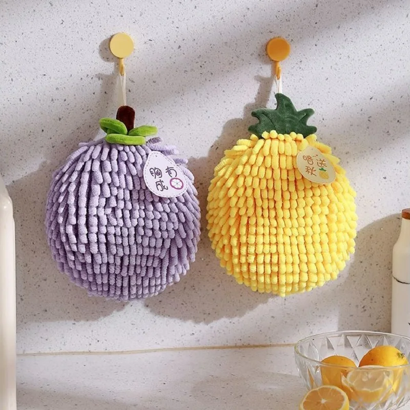 Chenille Hand Towels Wipe Hand Towel Ball with Hanging Loops Quick Dry Soft Absorbent Microfiber Handball  for Kitchen Bathroom