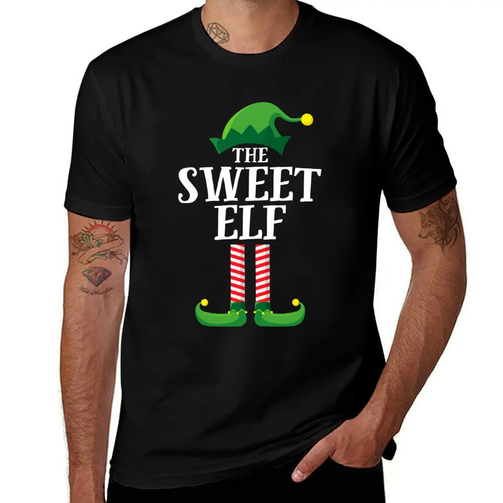 

Sweet Elf Matching Family Group Christmas T-Shirt funny costumes blue lock t shirts for men cotton