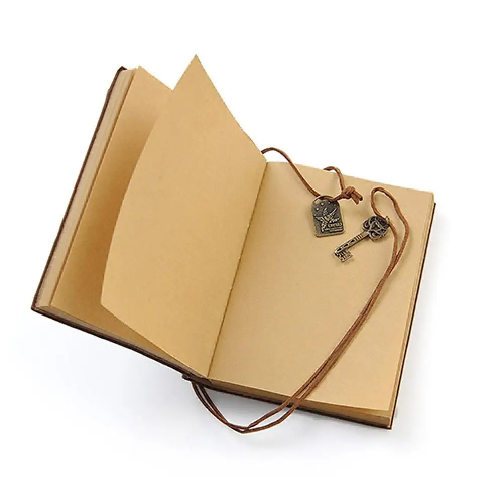 Notebook Vintage Style Key Decor Faux Leather Cover Blank Diary Journal Agenda