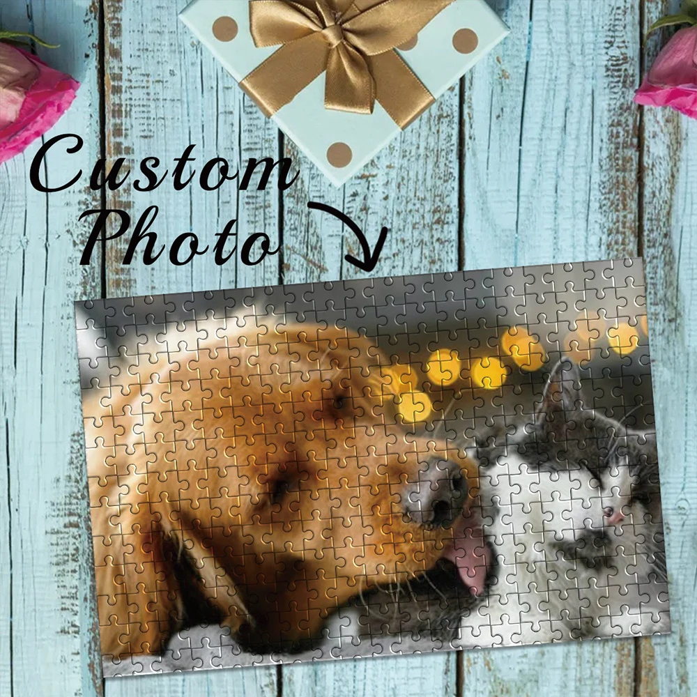 35/300/500/1077pcs Personalized Custom Photo Puzzle Pet Photos Parent-Child Interactive Diy Assemble Game Toy