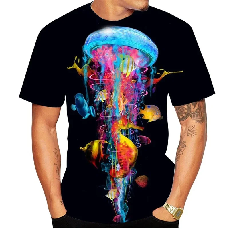 

Luminescent Jellyfish T Shirt 3D Print Animal Graphic Men Streetwear Short Sleeve Tops Fashion Harajuku Women Kids Summer Tees