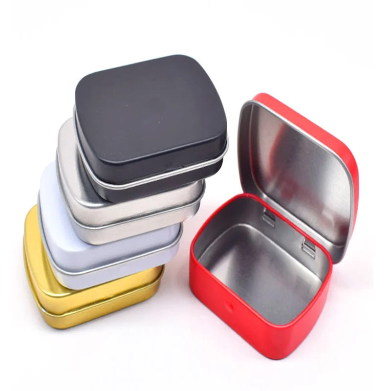 Metal Mini Hinged Iron Box Rectangular Empty Tin Storage Box Jewelry Pill Candy Cases Container Cosmetic Organizer Home Supplies