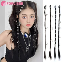 Synthetic Wig Braid Y2k Spice Girl Boxing Braid Ponytail Wig Women Long Hair Fried Dough Twists Braid Small Clip Dirty Braid