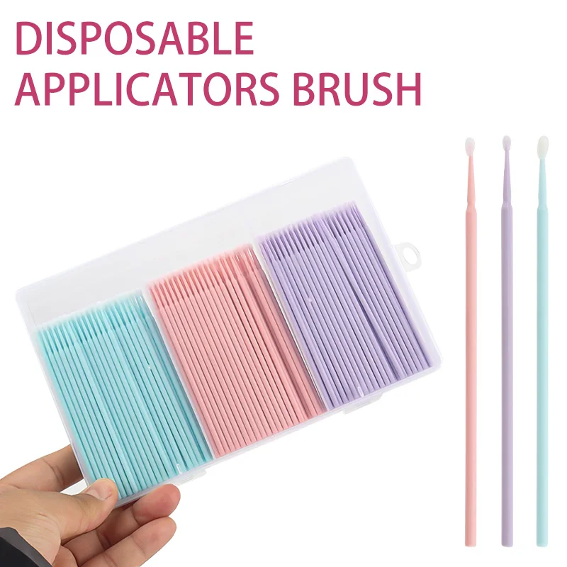 90/200/300 Stuks Cosmetische Wattenstaafje Boxed Opslag Mascara Borstel Kristal Macaron Lip Borstels Siliconen Lash Brow borstel Makeup Tools