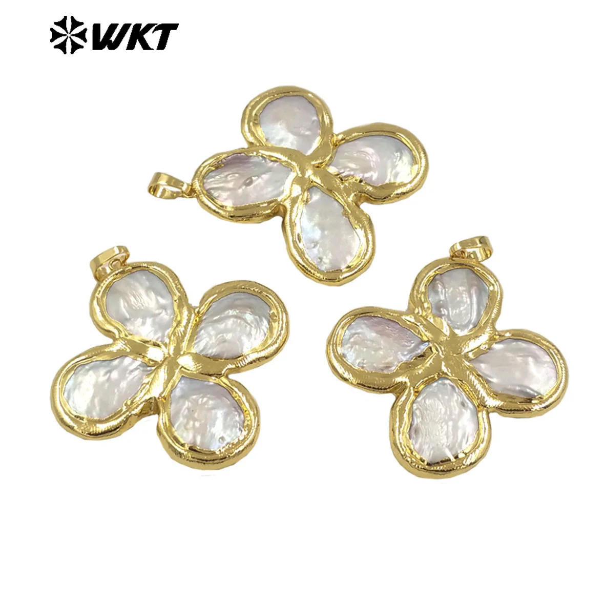 WT-JP383 WKT Freshwater Pearl Stitched together by pearls Pendant With 18k Gold Plated For Women Birthday Gifts