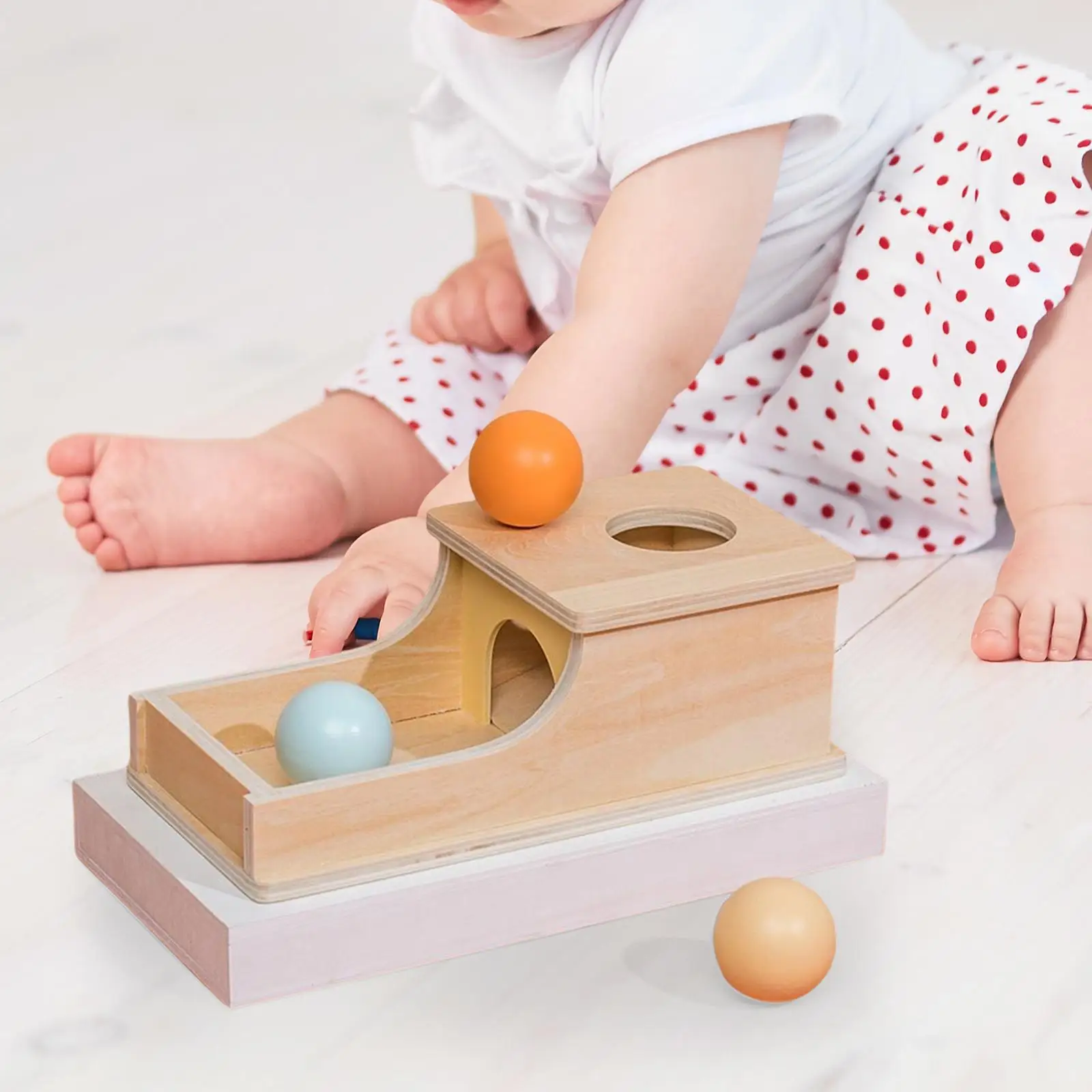 Caja de gota de bola con bandeja, caja de monedas de tres bolas para niños pequeños de 1 año