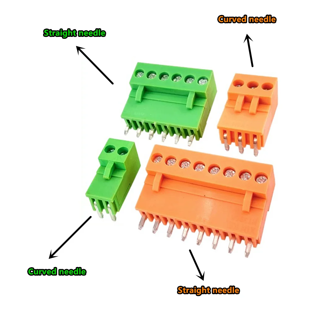 5Sets HT396 Terminal Plug Connector 3.96MM Green Orange PCB Straight Pin Bent Pin Socket 2P3P4P5P6P7P8P9-12P Phoenix