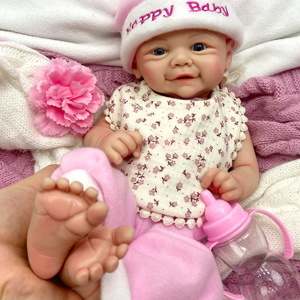 Adorable 17Inch Washable Newborn Bebe Girl/Boy Handmade Painted Silicone Reborn Baby Doll Spain Artist Realistic Blue Eyes Doll